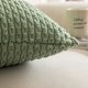 thumbnail image 2 of Paquete de 2 fundas de almohada decorativas de 18x18 pulgadas para sala de estar sofá cama sofá, suave funda de cojín cuadrada de pana a rayas 45x45 cm, verde hierba, 2 of 5