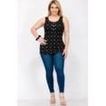 thumbnail image 2 of Plus Size Ribbed Knit Henley Tank Tops With Lace Trim - Black  White Hearts, 2 of 5