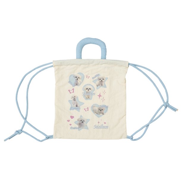 Bolso vagabundo Mochila linda para mujer Cachorro Letra impresa Kawaii Mochila con cordón Bolsa diaria para niñas