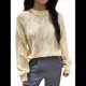 thumbnail image 1 of Suéter Informal de Larga para Mujer, Jersey de Punto Acanalado, Holgado, con Cuello Redondo y Cable, para Otoño. Albaricoque XL, 1 of 7