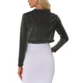 thumbnail image 3 of INSPIRE CHIC Women's Elegant Long Sleeve Glitter Crop Ruffle Bolero Shrug, 3 of 4