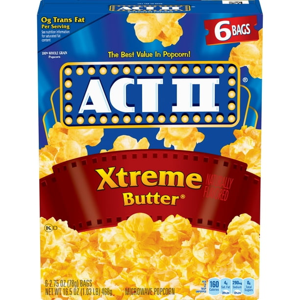Act Ii Xtreme Butter Microwave Popcorn 2 75 Oz 6 Ct Walmart Com Walmart Com