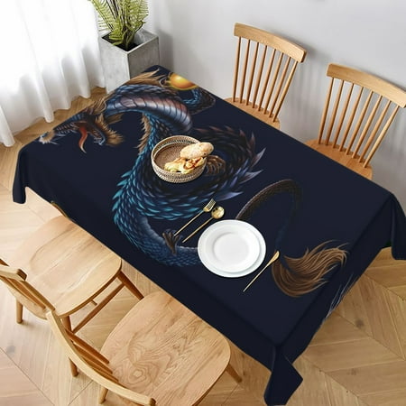 

Tablecloth Dragon Table Cloth For Rectangle Tables Waterproof Resistant Picnic Table Covers For Kitchen Dining/Party(60x90in)