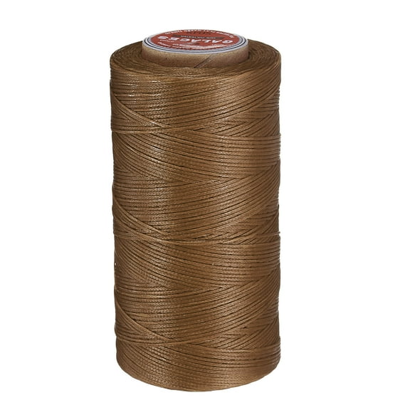 Uxcell Flat Leather Sewing Waxed Thread, 270m / 295 Yards Polyester Wax String, 150D Wax Stitching Cord for Leather Crafts, Caramel