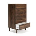 thumbnail image 3 of Kip 50 Inch 5 Drawer Modern Tall Dresser Chest Dark Brown Gold Handles - Saltoro Sherpi, 3 of 5