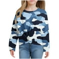 thumbnail image 4 of Long Sleeve Kids Shirts Girls Camouflage Print Tops Front Knot Shirt Round Neck Tshirts Casual Blouse Tops, 4 of 9