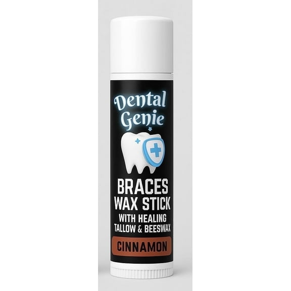 Dental Genie: Braces Wax Stick- w/Soothing Tallow & Beeswax-Cinnamon Flavor, 2 Pack