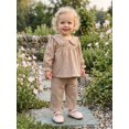 thumbnail image 3 of Cjfdfy Toddler Baby Girls Plaid Outfit Fashionable Long Sleeve Doll Collar Tops With Pants 2Pcs Fall Set Cute Pink Brown Plaid Fall Winter Outfit Size 6M-4Y, 3 of 6