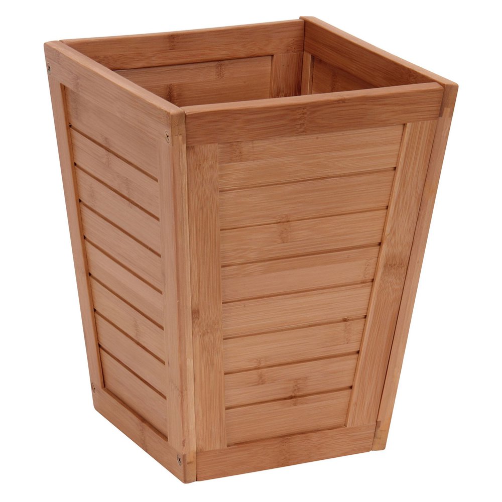 Household Essentials Bamboo Slat Trash Can, Small