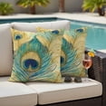 thumbnail image 4 of Retro Peacock Feathers Outdoor Waterproof Pillow Covers, Vintage Abstract Art Watercolor Decorative Square Throw Pillowcase Sofa Cushion Sham for Patio/Couch/Chair, 26"x26" 2 Pack, 4 of 8