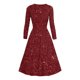 thumbnail image 4 of Vestido de Manga Corta para las Mujeres, Color Sólido V-Cuello Bling Bling Impresión Plegado Cintura Abrazar Vestido, 4 of 8