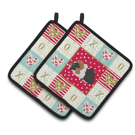 

7.5 x 7.5 in. Abyssinian Guinea Pig Love Pair of Pot Holders