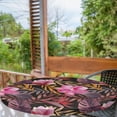 thumbnail image 2 of Ambesonne Tropical Fitted Round Tablecloth, Flower Leaf Exotic Scene, 36"- 40" Diameter, Dark Pink and Sand Brown, 2 of 5