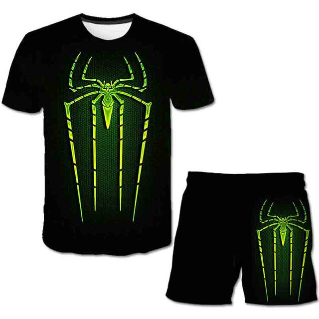NOVEDAD DE VERANO 2022, traje para niños, moda Marvel Spider-man, conjuntos para niños y niñas, Top de manga corta y pantalones cortos, 2 uds., ropa informal 3D para niños, 6T zhangyuxiang CONDUJO
