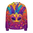 thumbnail image 6 of NuoCaiYun Women Mardi Gras Sweatshirts Carnival Long Sleeve Pullover Fashionable Purple Yellow Green Tops, 6 of 6