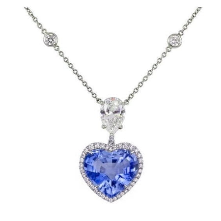 SAPPHIRE HEART SHAPE Pendant Necklace Silver Heart Pendant Heart Necklace Handmade Heart Jewellery Hearts diamond heart pendant