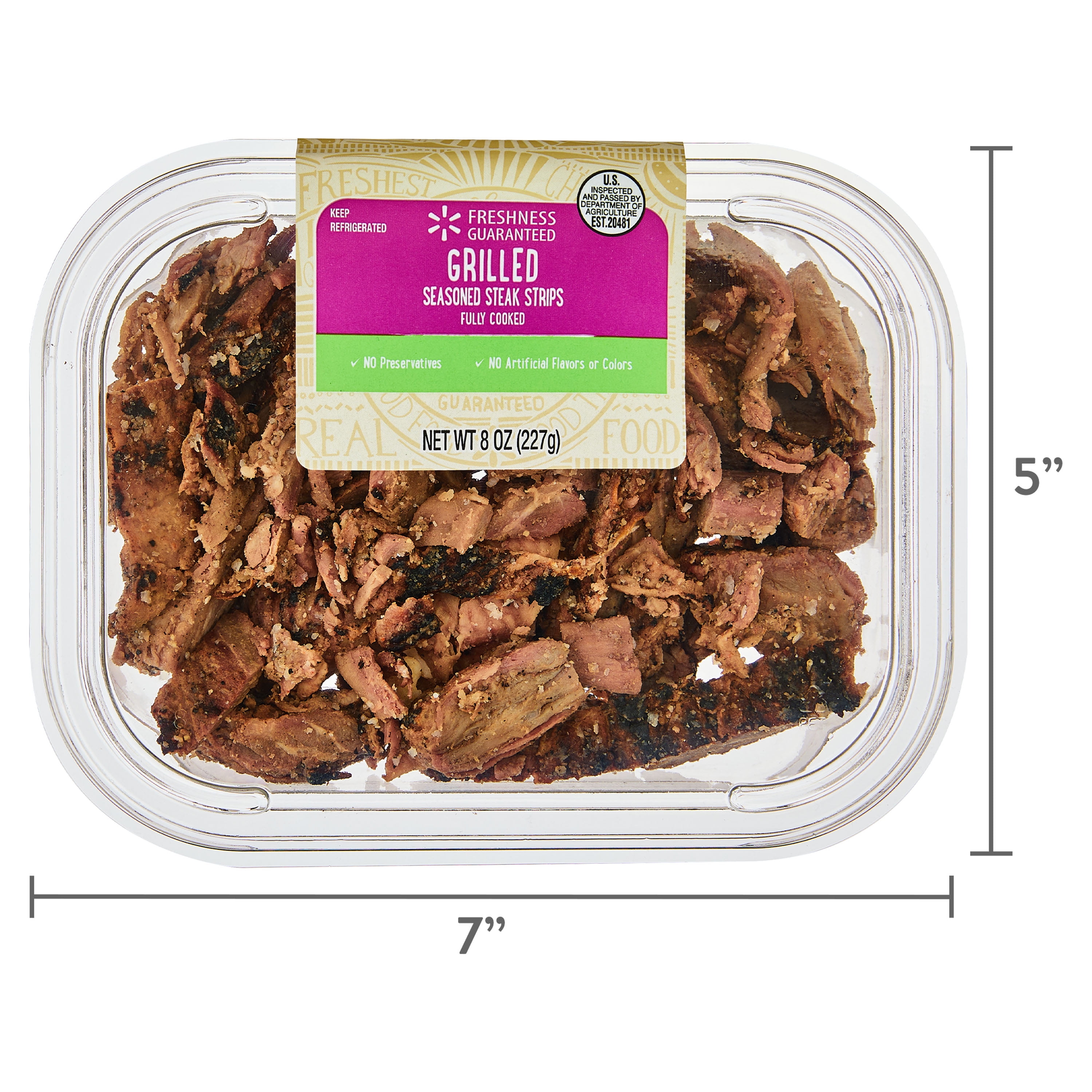 Freshness Guaranteed Fully Cooked Grilled Seasoned Sliced Steak Strips, Refrigerated, 8 oz