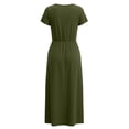 thumbnail image 7 of BRGZLK Womens Summer Modest Work Casual Solid Color Midi Knee Dress Pocket Short Sleeve Teacher Outfits Spring Travel Clothes, 7 of 7