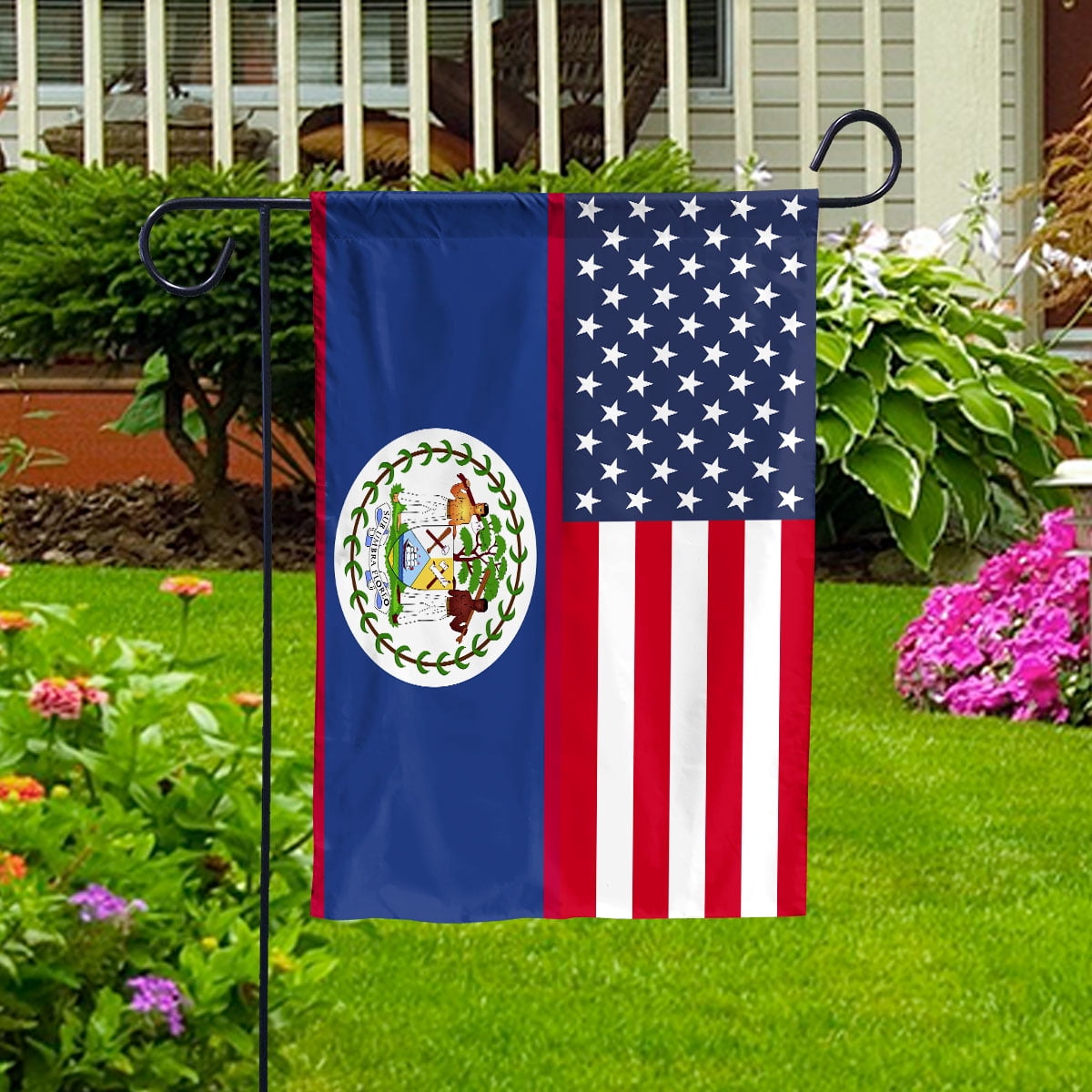 American Belize Flag Belizean Friendship U.S.A Memorial Day Patriotic For House Flag, Double-Sided Decorative Outdoor Flag, Patriotic Polyester Yard Flag 29.5 x 39.5 in
