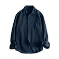 thumbnail image 2 of RYDCOT Men Corduroy Jacket Men Long Sleeve Casual Work Vintage Regular Fit Mens Lapel Button Shirt Navy, 2 of 9