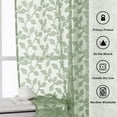 thumbnail image 4 of MKHILL Botanical Leaf Pattern Sheer Curtains 54 Inch Length 2 Panels, Rod Pocket Voile Light Filtering Drapes for Kitchen Dining Room Living Room Bedroom, 42"W x 54"L, Sage Green, 4 of 9