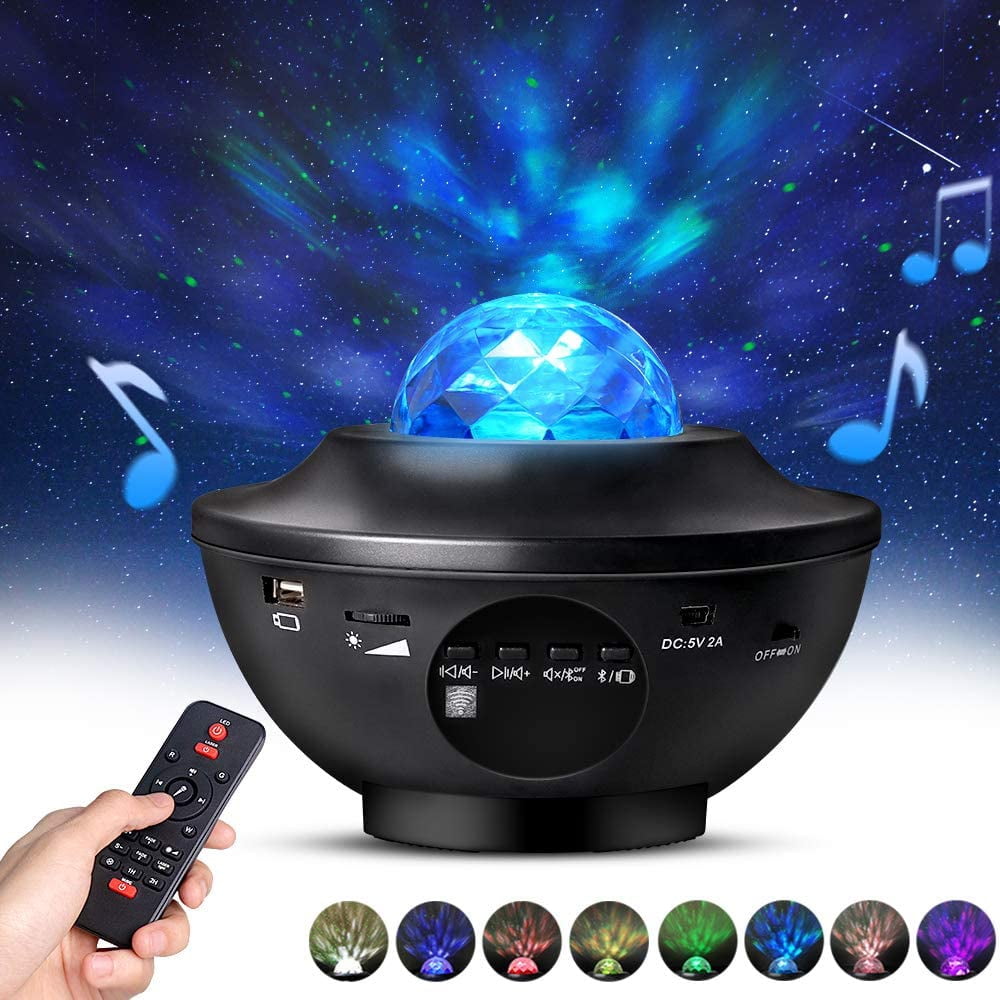 Bluetooth Night Light Projector with Remote Control, 10 Lighting Modes