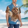 thumbnail image 3 of Fuzoiu Playful Cat Fisheye View Print Hawaiian Shirt for Men, Summer Beach Casual Short Sleeve Button Down Shirts, Men’s Beach Summer Shirts with Pocket,3X-Large, 3 of 7
