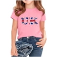 thumbnail image 1 of Chemisier à Manches Courtes à Col Rond Imprimé Drapeau Britannique pour Enfants, Tissu en Polyester, Tenue Décontractée pour l'École, Coupe Douce et Confortable, Haut Estival et Printanier Respirant, Lavable à la Machine, 1 of 5