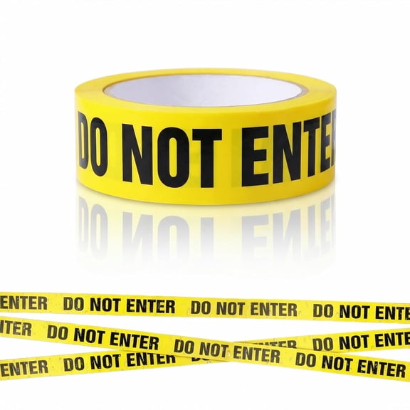Do Not Enter Tape, Yellow Adhesive Barricade Barrier Roll 1.9in x 82ft, 3 Mil PVC Warning Ribbon for Indoor/Outdoor Work Zones, Hazard Areas, Crowd Control, Traffic Direction