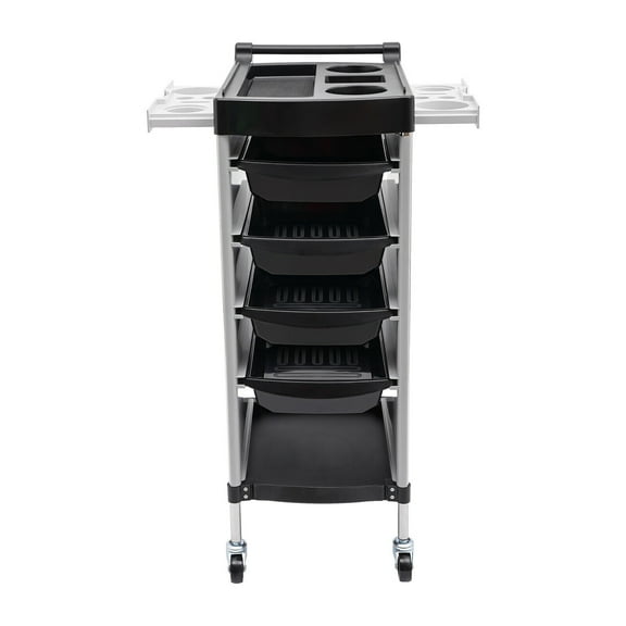 Miumaeov 6 Tier Multi-Functional Beauty Salon Trolley with 4 Drawers & Dryer Holder Mobile Rolling Hair Cart Organizer with 4 Wheels