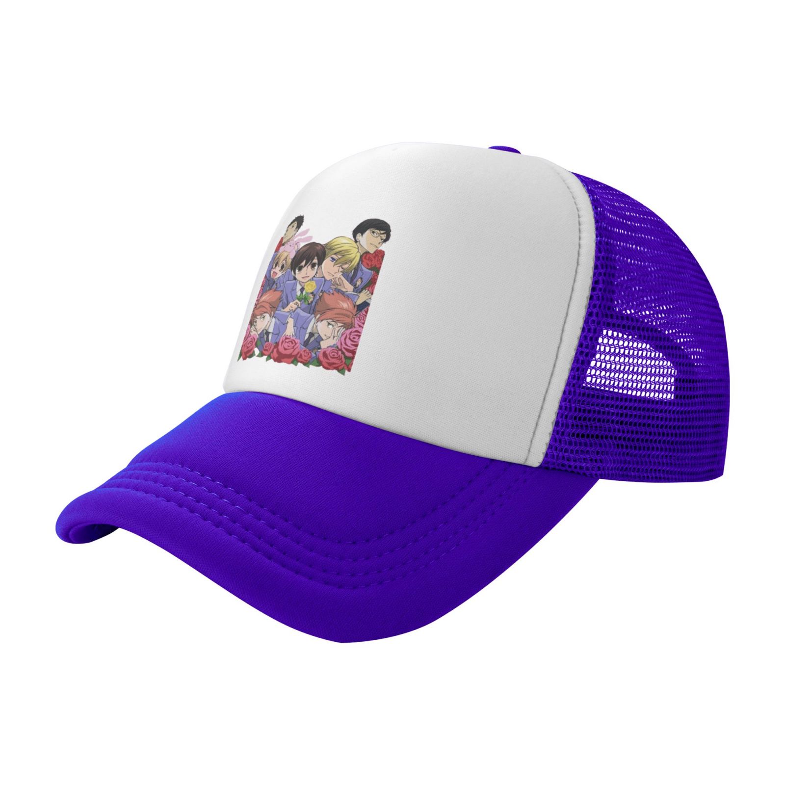 Cepten Mens & Women Street Style With Ouran High School Host Club Logo  Adjustable Trucker Mersh Hat Purple 