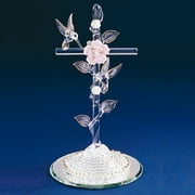 Cross with Hummingbird Glass Figurine - Perfect Religious Gift