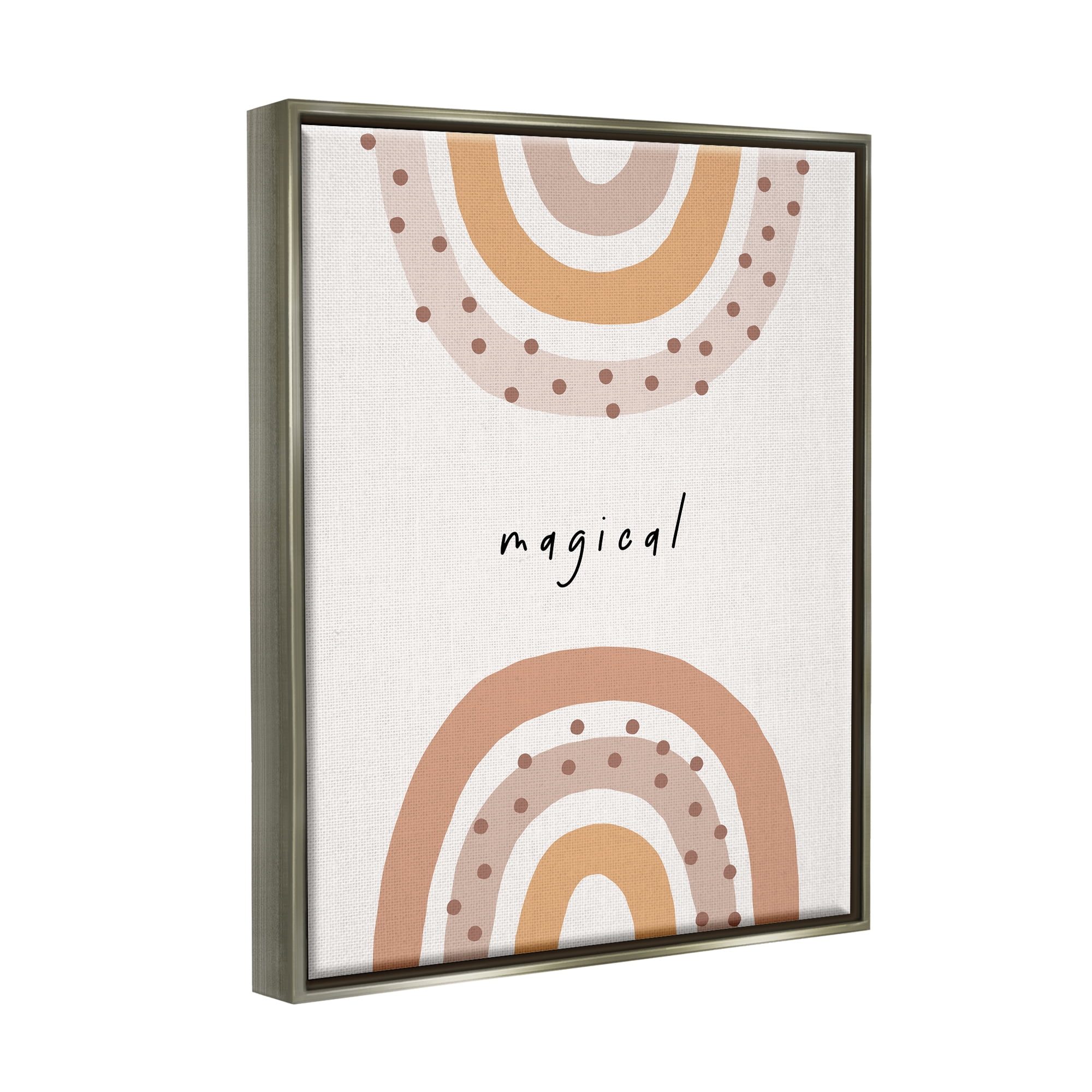 Stupell Industries Muted Magical Rainbows Inspirational Painting Gray Floater Framed Art Print Wall Art, 17 x 21