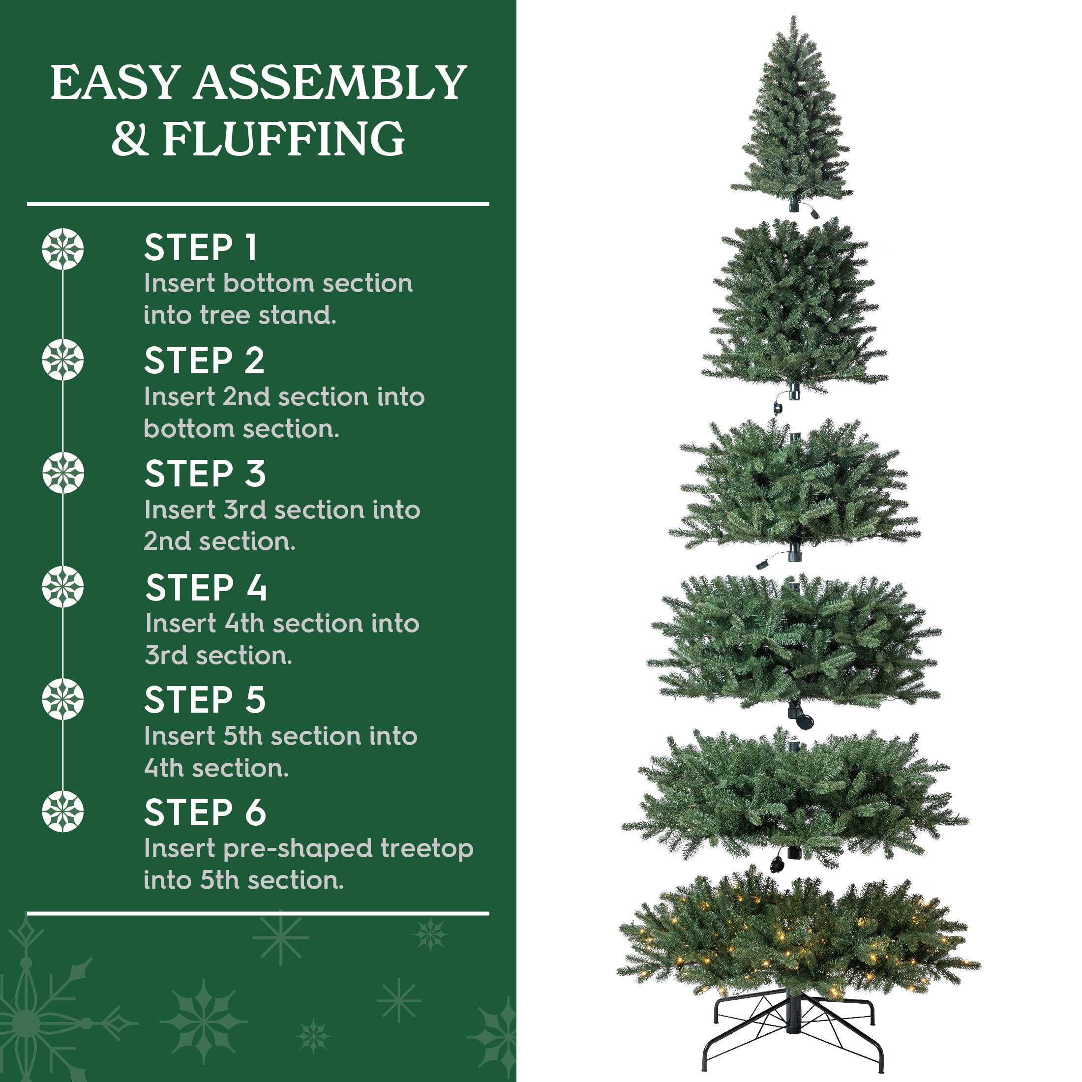 12' Birchwood Fir Prelit Green Artificial Christmas Tree with Warm White Twinkle LED Lights and Quick Set, by Holiday Time