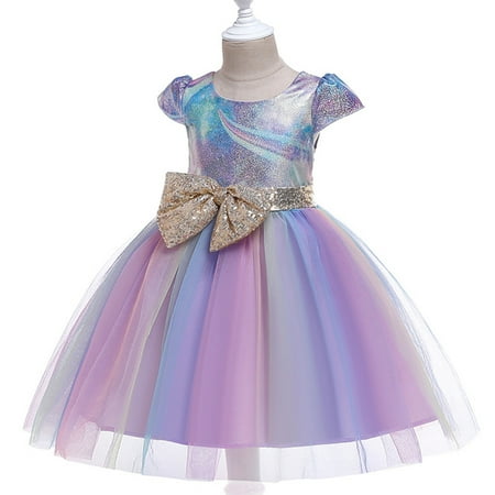 

Cathalem Girl Dress Laye Girls Dress Party Pageant Gown Bridesmaid Birthday Kids Wedding Sequin Princess Girl Dress Sleeveless Dress Purple 7-8 Years