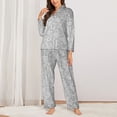 thumbnail image 2 of Honeii Silver Mosaic print Women's Pajama Sets Long Sleeve Button Down Sleepwear Nightwear Soft Pjs Lounge Sets-Medium, 2 of 7