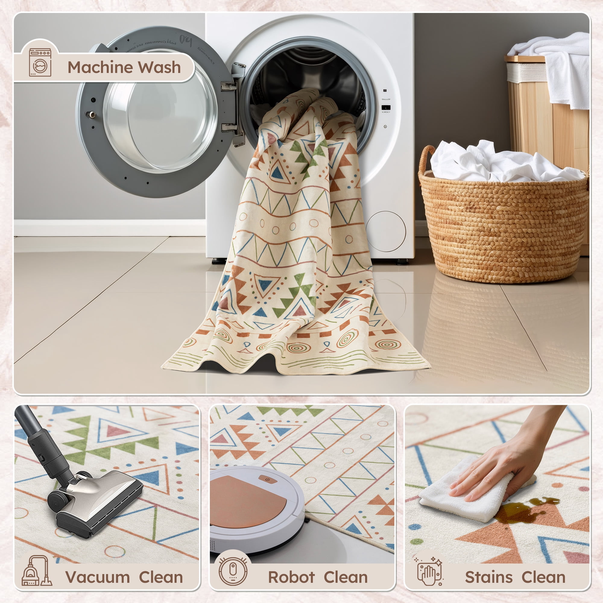 EnHomee Area Rug for Living Room 4x6 Area Rugs for Bedroom Machine Washable Area Rug,Colorful