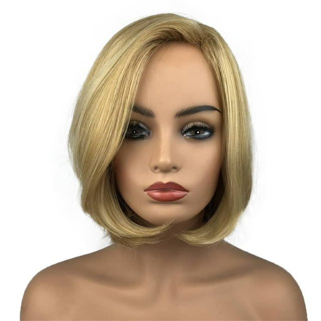 Aimole Pelucas Bob rectas de longitud media para mujer, peluca sintética rubia, pelo completo sin tapa