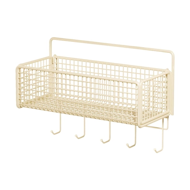 Organizador de especias colgante para cocina, cesta de almacenamiento de alambre ligera para montaje en pared. 27cmx15cmx13cm