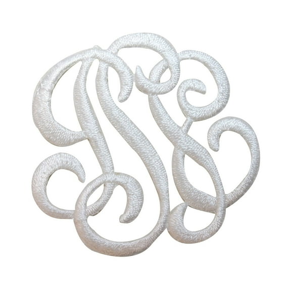 ID 2339 White Cursive Script Patch Logo Emblem Embroidered Iron On Applique