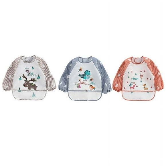 Babero para bebé BuyWeek 3 piezas con mangas MATERIAL impermeable