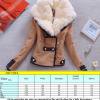 Chaqueta Corta Ajustada Ajustada Con Cuello De Piel Sintética Cálida De Invierno Para Mujer De Color Caqui L-78431.02 Tmvgtek Mujer