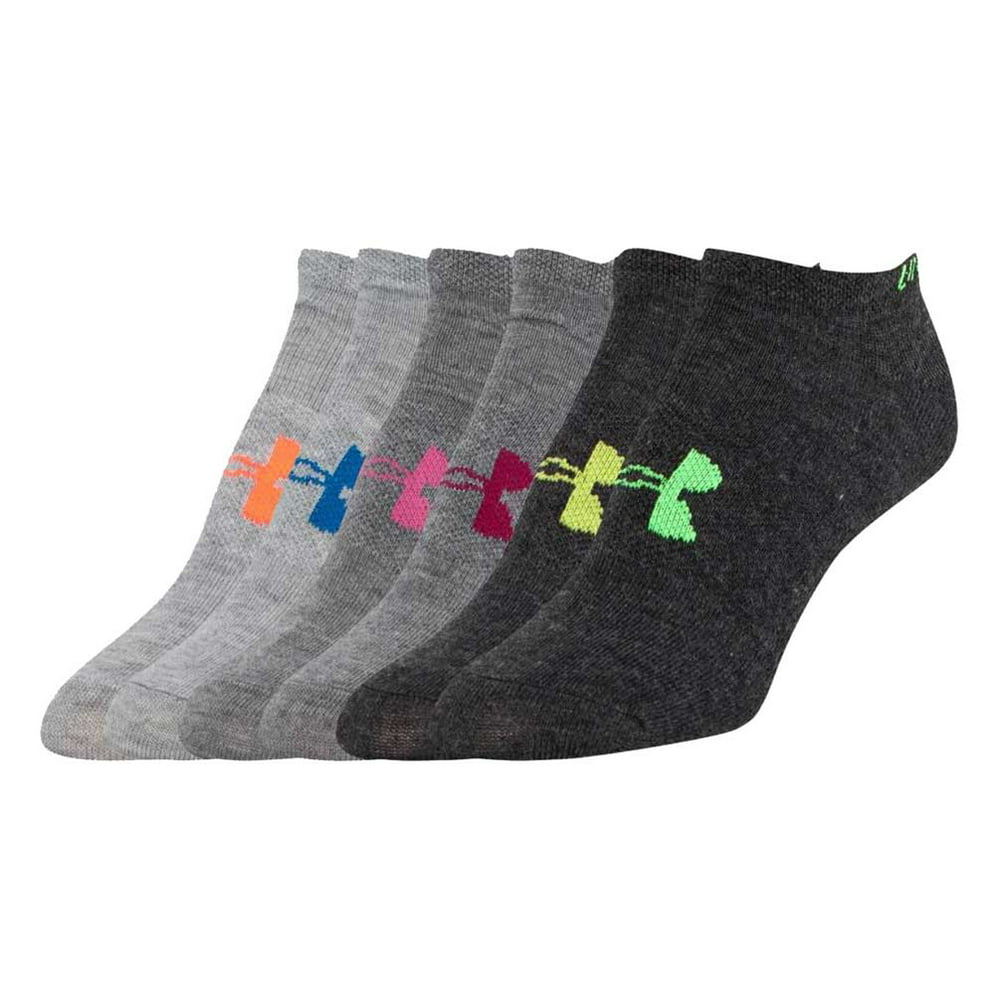 Under Armour - Under Armour Women's Solid 6 Pack No Show Big Logo Socks ...