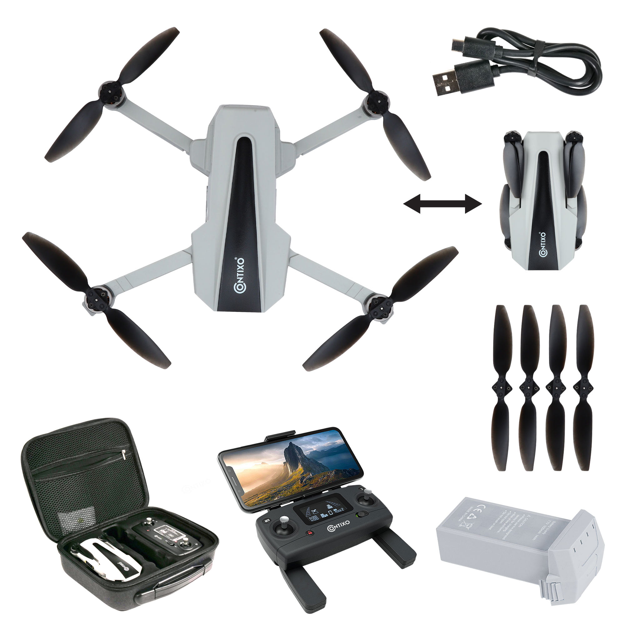 Drone Contixo Pro Foldable GPS 2.5K Wifi Camera, FPV Quadcopter for Adults and Beginners - Walmart.com