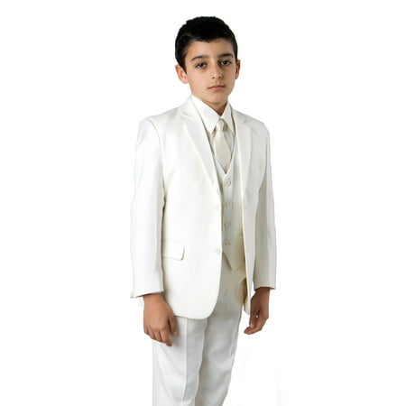 Tazio Boys 5 Piece Tuxedo Suit Off/White (Best Three Piece Suits)