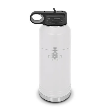 

AH-64 Apache Water Bottle 32 oz - Laser Engraved w/ Flip Top Removable Straw - Polar Camel - Stainless Steel - Vacuum Insulated - Double Walled - Drinkware Bottles - ah64 attack helicopter - White