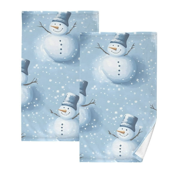 Ryvnso Christmas Winter Snowman Cotton Hand Towels Sets Face Towel 2 PCs Bathroom Decorative