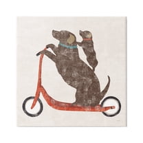 Stupell Industries Red Scooter Dogs Duo Animals & Insects Painting Gallery Wrapped Canvas Print Wall Art, 36 x 36
