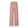 thumbnail image 5 of ClodeEU Women's Linen Blend Drawstring Wide Leg Pants,Casual Loose Pant with Pockets Pink,Womens Plus XL, 5 of 6