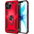 thumbnail image 2 of For iPhone 12 Pro Max Case with Tempered Glass Screen Protector, Nagebee Military Armor [Magnetic Ring Holder & Kickstand] Shockproof Protective Cover (Red), 2 of 5